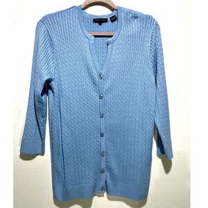 Jeanne Pierre cable knit sweater cardigan classic winter casual timeless womenXL